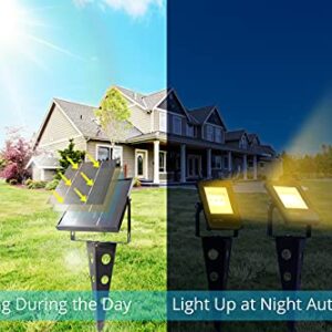 Solar Spot Lights Outdoor,ZETA Metal Outdoor Waterproof Warm White Auto On/Off Dusk to Dawn Landscape Flag Pole Uplights Decoration SpotLights for Outside House Trees Garden Yard Driveway Pathway Lawn