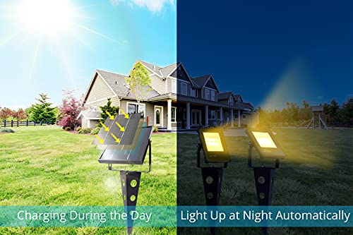 Solar Spot Lights Outdoor,ZETA Metal Outdoor Waterproof Warm White Auto On/Off Dusk to Dawn Landscape Flag Pole Uplights Decoration SpotLights for Outside House Trees Garden Yard Driveway Pathway Lawn