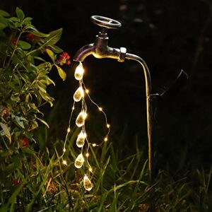 POIYTL Solar Outdoor Lights Decorative Garden Decor for Outside Outdoor Patio Decor Garden Lights Solar Powered Waterproof Water Taps Landscape Lights Outside Decorations for Yard