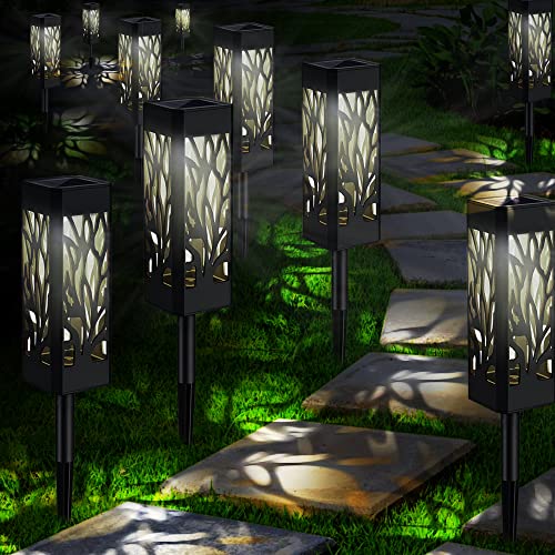 10 Pack Solar Pathway Lights Outdoor Waterproof - Upgraded LED for 2023 Garden Lights Solar Powered - Warm White Landscape Solar Yard Lights for Patio Walkways - Outdoor Solar Lights Decorative