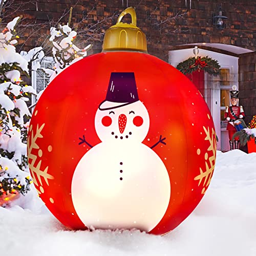 IOKUKI Light Up Pool Balls - 24 Inch Large Outdoor Decorated Ball with Rechargeable LED Light & Remote for Outdoor Yard & Pool Decorations - Red & White 1 PCS