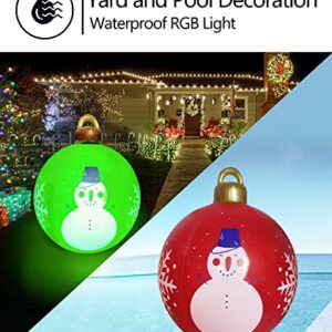 IOKUKI Light Up Pool Balls - 24 Inch Large Outdoor Decorated Ball with Rechargeable LED Light & Remote for Outdoor Yard & Pool Decorations - Red & White 1 PCS