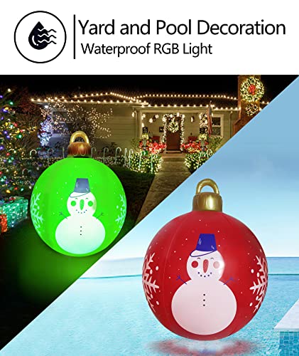 IOKUKI Light Up Pool Balls - 24 Inch Large Outdoor Decorated Ball with Rechargeable LED Light & Remote for Outdoor Yard & Pool Decorations - Red & White 1 PCS