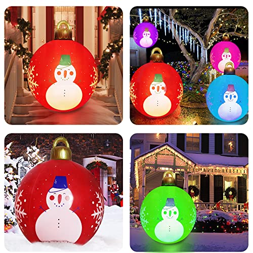 IOKUKI Light Up Pool Balls - 24 Inch Large Outdoor Decorated Ball with Rechargeable LED Light & Remote for Outdoor Yard & Pool Decorations - Red & White 1 PCS