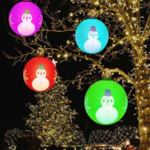 IOKUKI Light Up Pool Balls - 24 Inch Large Outdoor Decorated Ball with Rechargeable LED Light & Remote for Outdoor Yard & Pool Decorations - Red & White 1 PCS