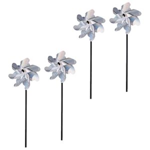 Cabilock 4pcs Garden Decor Pinwheels Bird Windmills Reflective Pin Wheels Sparkly Garden Pinwheels