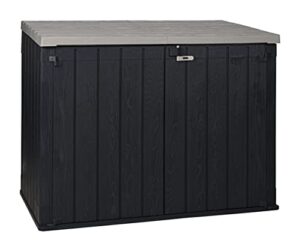 toomax stora way all-weather outdoor horizontal 6 x 3.5′ storage shed cabinet for garden tools and yard equipment, taupe gray box, anthracite lid