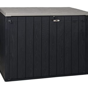 Toomax Stora Way All-Weather Outdoor Horizontal 6 x 3.5' Storage Shed Cabinet for Garden Tools and Yard Equipment, Taupe Gray Box, Anthracite Lid