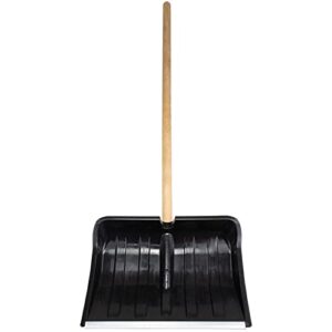 febod snow shovel heavy duty large-capacity,compact long wooden handled and plastic snow shovel scraper for garden car driveway and emergency (color : a)