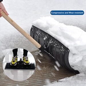 FEBOD Snow Shovel Heavy Duty Large-Capacity,Compact Long Wooden Handled and Plastic Snow Shovel Scraper for Garden Car Driveway and Emergency (Color : A)