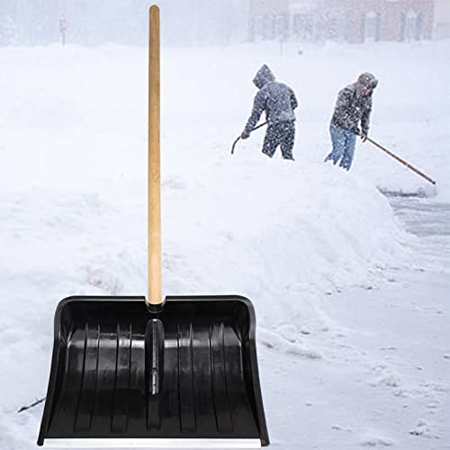 FEBOD Snow Shovel Heavy Duty Large-Capacity,Compact Long Wooden Handled and Plastic Snow Shovel Scraper for Garden Car Driveway and Emergency (Color : A)