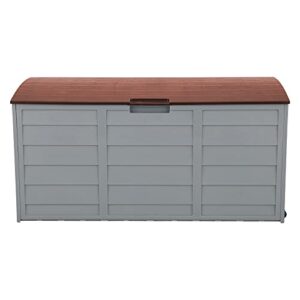 mengk 75gal 260l outdoor garden plastic storage deck box chest tools cushions toys lockable seat