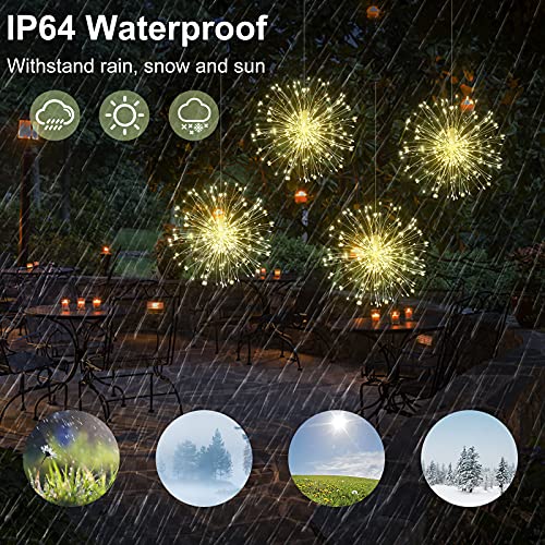 HEAGEERO Solar Starburst Light 2 Pack, Outdoot Chandelier Lights 180 LEDs | Solar Umbrella Fairy Light | Solar Firework Light | Hanging Decorative Lights for Party Garden Patio Bedroom,DIY Light