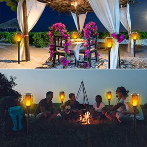 LazyBuddy Solar Outdoor Lights, 8 Pack Solar Torch Light with Flickering Flame, 33LED Solar Powered Tiki Torches for Outside Landscape Decoration Lighting for Garden, Pathway, Lawn, Dusk to Dawn