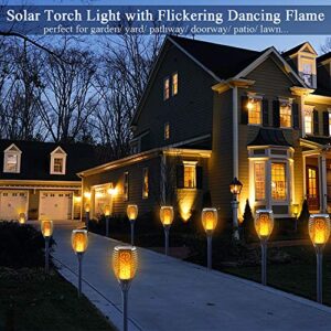 LazyBuddy Solar Outdoor Lights, 8 Pack Solar Torch Light with Flickering Flame, 33LED Solar Powered Tiki Torches for Outside Landscape Decoration Lighting for Garden, Pathway, Lawn, Dusk to Dawn