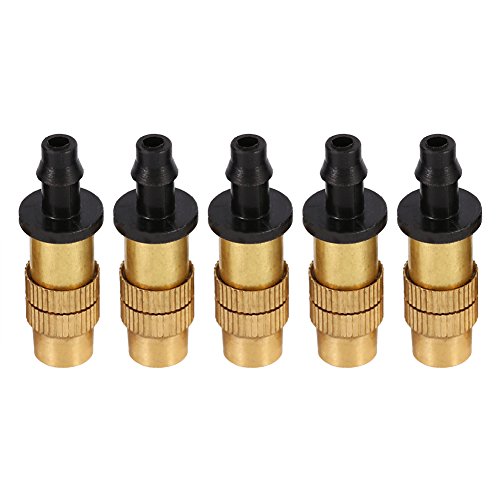 5Pacs Brass Misting Spray Nozzle Connect 4/7mm Capillary Outdoor Garden Atomizing Misting Sprayer Water Hose Nozzle for Greenhouse Landscaping Garden Outdoor Cooling Misting System