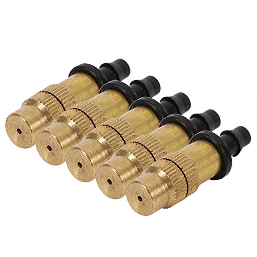 5Pacs Brass Misting Spray Nozzle Connect 4/7mm Capillary Outdoor Garden Atomizing Misting Sprayer Water Hose Nozzle for Greenhouse Landscaping Garden Outdoor Cooling Misting System