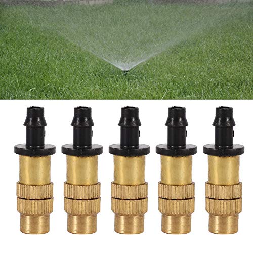 5Pacs Brass Misting Spray Nozzle Connect 4/7mm Capillary Outdoor Garden Atomizing Misting Sprayer Water Hose Nozzle for Greenhouse Landscaping Garden Outdoor Cooling Misting System