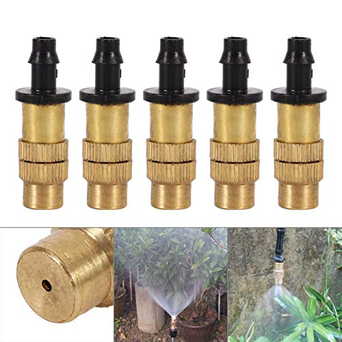 5Pacs Brass Misting Spray Nozzle Connect 4/7mm Capillary Outdoor Garden Atomizing Misting Sprayer Water Hose Nozzle for Greenhouse Landscaping Garden Outdoor Cooling Misting System