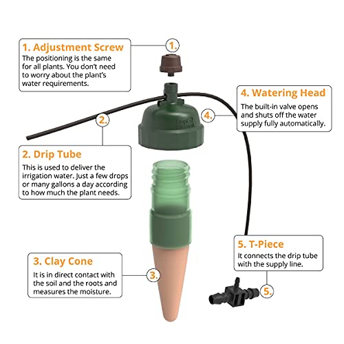 Blumat Automatic Watering System for 5 Plants (Starter Kit)| Fully Automatic Drip Irrigation Kit | No electricity, No Batteries required | Garden, Patio, Hanging Baskets, Raised Bed, Greenhouse | Sustainable Outdoor System