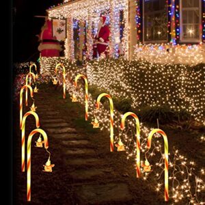 10pcs christmas candy cane lights 20” led christmas candy cane pathway marker lights,christmas stakes lights for xmas holiday party walkway patio garden decor