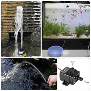 DC 12-24V Mini Submersible Water Pump Max. 220L/H 10ft Lift for Aquarium Garden Pond Fall Hydroponic Fountains, Clear Water Only