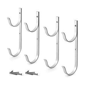 oeey 4pcs pool pole hanger, wall mount pool rod hanger, aluminium pool hooks ideal for telescopic poles, skimmers, leaf rakes, garden tools and swimming pool accessories