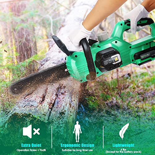 DREAMVAN Cordless Chainsaw, 20V Battery Powered Chainsaw, 10'' Battery Chainsaw with 4.0Ah Lithium Battery & Fast Charger, Electric Chainsaw for Trees Pruning, Wood Cutting, Farm/Garden