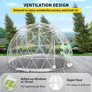 VEVOR 12FT Garden Dome Bubble Tent, Upgraded Geodesic Dome Greenhouse with Transparent TPU Cover and Sand Bags, Waterproof Garden Dome House for Patio and Dining Places