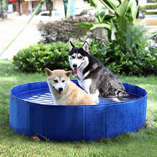 MengK Foldable Dog Padding Pool Swimming Pool Puppy Cat Bath Tub Outdoor Portable Pet Garden Water Pond Ideal for Pets L Size 120 * 30cm