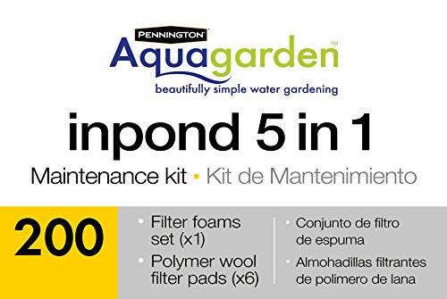 Pennington Aquagarden , Pond Filter for Ponds , Foam Filter Set , Polymer Wool Filter Pads , Pond Maintenance Kit , Suitable for Inpond 5 in 1 200 Gallon Model, White, Large (Fit 200)