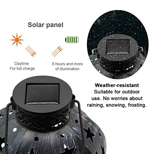 Maggift 2 Pack Star Solar Lantern Solar Powered Decorative Hanging lights for Indoor Outdoor Halloween Christmas Garden Patio Yard Holiday Party