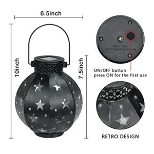 Maggift 2 Pack Star Solar Lantern Solar Powered Decorative Hanging lights for Indoor Outdoor Halloween Christmas Garden Patio Yard Holiday Party