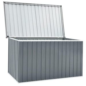 Outdoor Garden Storage Box - Large Weather-Resistant Deck Box for Pool Accessories and Garden Tools - Patio Storage Container with Galvanized Steel - Suitable for Indoor and Outdoor Use - Grey