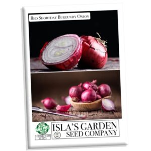 Red Shortday Burgundy Onion Seeds for Planting, 300+ Heirloom Seeds Per Packet, (Isla's Garden Seeds), Non GMO Seeds, Botanical Name: Allium cepa, Great Home Garden Gift