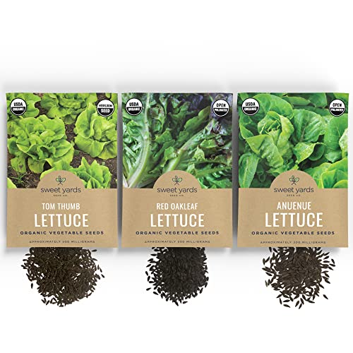 Sweet Yards Lettuce Lovers’ Organic Seed Variety Pack - 9 Unique Packets of Heirloom Non-GMO USDA Certified Organic Pure Seeds