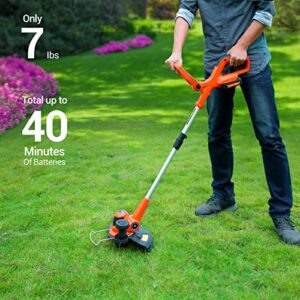 PAXCESS Cordless String Trimmer/Edger, 20V 10-Inch Weed Eater with 2Pcs 1.50Ah Batteries, 1Pcs Charger and Replacement Spool Line, Length Adjustable Weed Wacker