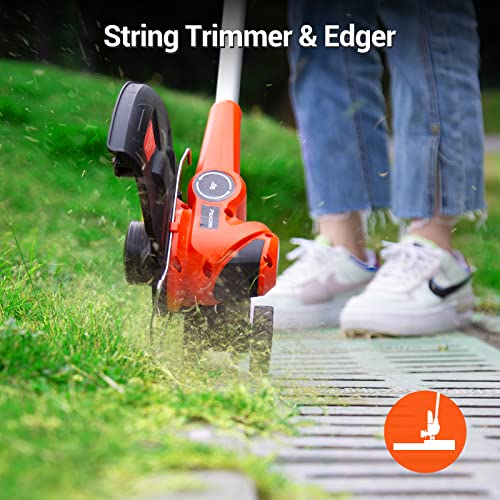 PAXCESS Cordless String Trimmer/Edger, 20V 10-Inch Weed Eater with 2Pcs 1.50Ah Batteries, 1Pcs Charger and Replacement Spool Line, Length Adjustable Weed Wacker