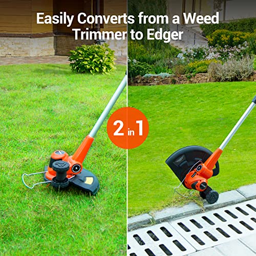 PAXCESS Cordless String Trimmer/Edger, 20V 10-Inch Weed Eater with 2Pcs 1.50Ah Batteries, 1Pcs Charger and Replacement Spool Line, Length Adjustable Weed Wacker