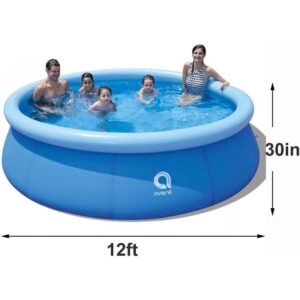 Outdoor 12ft X 30in Inflatable Swimming Pool Above Ground with Pump, 10 Person PVC Folding Swimming Pool for Garden Backyard (with Pump)