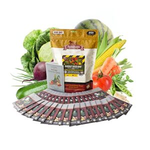 22,000 non gmo heirloom vegetable seeds, survival garden, emergency seed vault, 34 var, bug out bag – beet, broccoli, carrot, corn, basil, pumpkin, radish, tomato, more