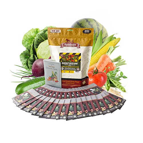 22,000 Non GMO Heirloom Vegetable Seeds, Survival Garden, Emergency Seed Vault, 34 VAR, Bug Out Bag - Beet, Broccoli, Carrot, Corn, Basil, Pumpkin, Radish, Tomato, More