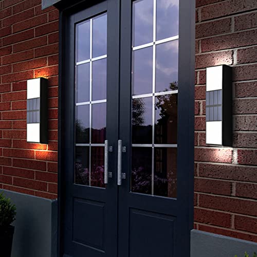 Bzdzmqm Solar Wall Light Outdoor UP and Down Illuminate LED Sunlight Lamp IP65 Waterproof Modern Decor for Home Garden Porch,with 6 LED Lamp Beads, Easy Installation