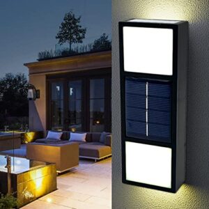 Bzdzmqm Solar Wall Light Outdoor UP and Down Illuminate LED Sunlight Lamp IP65 Waterproof Modern Decor for Home Garden Porch,with 6 LED Lamp Beads, Easy Installation
