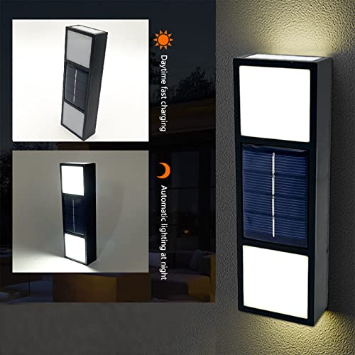 Bzdzmqm Solar Wall Light Outdoor UP and Down Illuminate LED Sunlight Lamp IP65 Waterproof Modern Decor for Home Garden Porch,with 6 LED Lamp Beads, Easy Installation