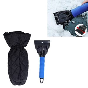 plplaaoo Snow Shovel,Waterproof Snow Shovel for Car,Ice Scraper Mitt 2 in 1 Design Elastic Band Design,with Glove,Emergency Snow Shovel for Car, Snowmobiles,Garden,Beach,Easy to Hold(Blue)