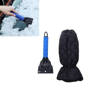 plplaaoo Snow Shovel,Waterproof Snow Shovel for Car,Ice Scraper Mitt 2 in 1 Design Elastic Band Design,with Glove,Emergency Snow Shovel for Car, Snowmobiles,Garden,Beach,Easy to Hold(Blue)