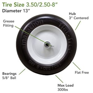 Marathon 3.50/2.50-8" Flat Free Tire on Wheel, 3" Hub, 5/8" Bearings