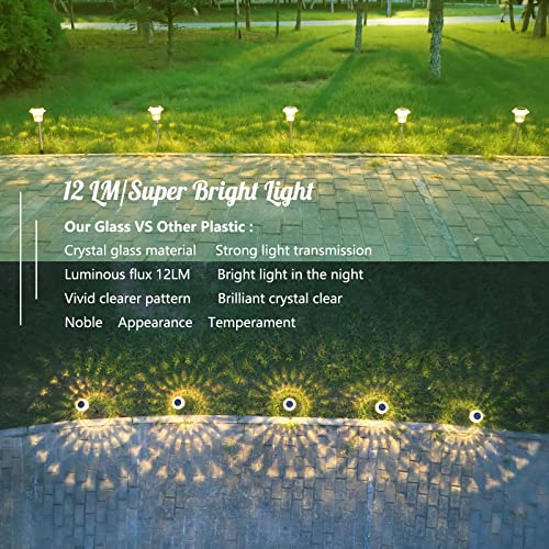 Biicais BIICAIS Solar Outdoor Lights Pathway, 4 Pack Solar Walkway Lights, 12LM High Lumen Glass Solar Lights for Yard Waterproof