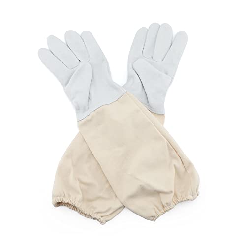 KINGLAKE GARDEN Beekeeper's Glove Beekeeping Gloves Bee Hive Gloves with White Vent Long Canvas Sleeve with Elastic Cuff